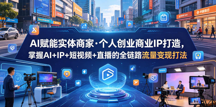 AI赋能实体商家·个人创业商业IP打造,掌握AI+IP+短视频+直播的全链路流量变现打法选优云网创选优云网创