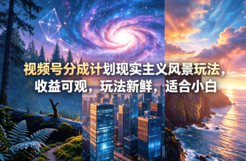 视频号分成计划现实主义风景玩法，收益可观，玩法新鲜，适合小白选优云网创选优云网创