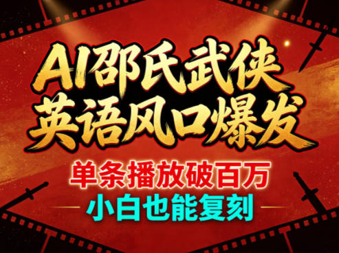 AI邵氏武侠英语风口爆发,单条播放破百万,小白也能复刻选优云网创选优云网创