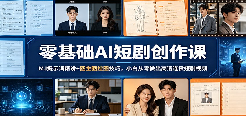 零基础AI短剧创作课:MJ提示词精讲+图生图控图技巧,小白从零做出高清连贯短剧视频选优云网创选优云网创