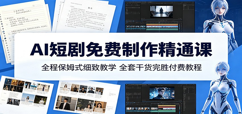 AI短剧免费制作精通课：全程保姆式细致教学，全套干货完胜付费教程选优云网创选优云网创