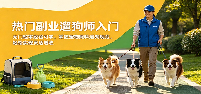 热门副业遛狗师入门,无门槛零经验可学,掌握宠物照料遛狗规范,轻松实现灵活增收选优云网创选优云网创