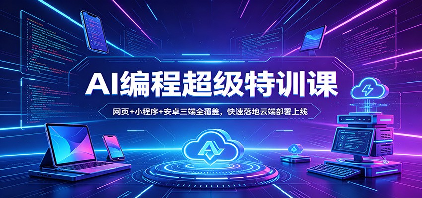 AI编程超级特训课:网页+小程序+安卓三端全覆盖,快速落地云端部署上线选优云网创选优云网创