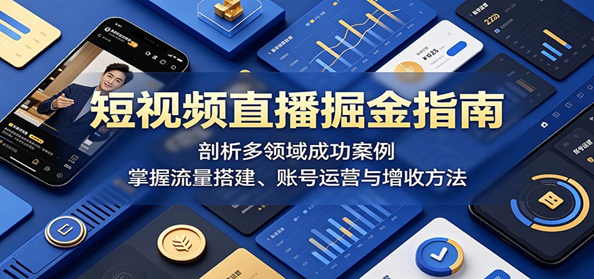 短视频直播掘金指南:剖析多领域成功案例,掌握流量搭建、账号运营与增收方法选优云网创选优云网创