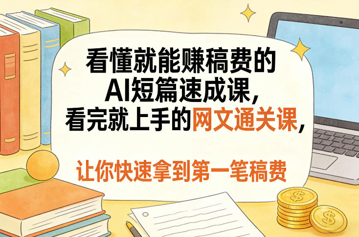 看懂就能賺稿费的AI短篇速成课,看完就上手的网文通关课,让你快速拿到第一笔稿费(更新4月)选优云网创选优云网创