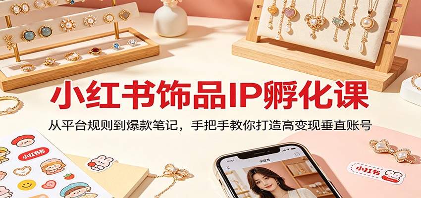 小红书饰品IP孵化课:从平台规则到爆款笔记,手把手教你打造高变现垂直账号选优云网创选优云网创