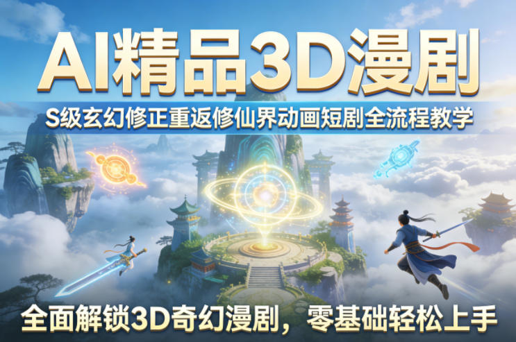 AI精品3D漫剧S级玄幻修正重返修仙界动画短剧全流程教学,全面解锁3D奇幻漫剧,零基础轻松上手选优云网创选优云网创