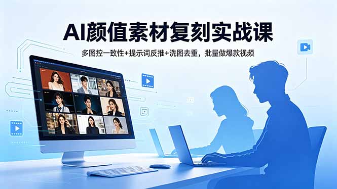 AI颜值素材复刻实战课，多图控一致性+提示词反推+洗图去重，批量做爆款视频选优云网创选优云网创
