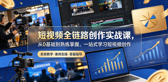 短视频全链路创作实战课，从0基础到熟练掌握，一站式学习短视频创作选优云网创选优云网创