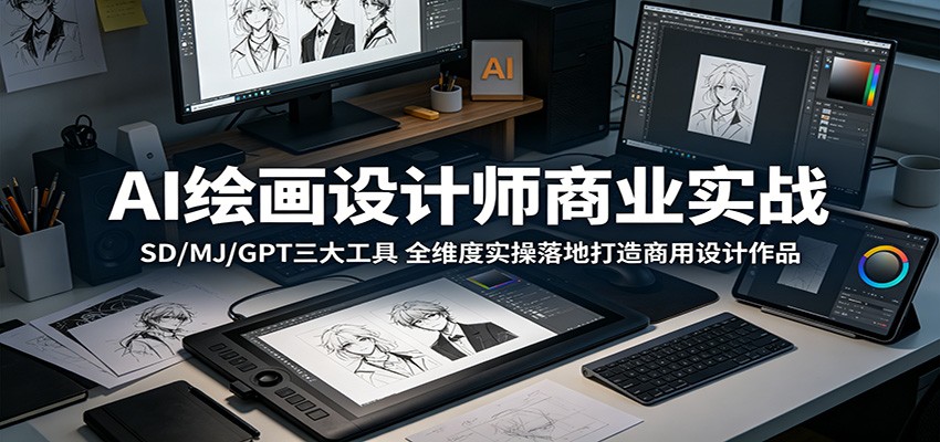 AI绘画设计师商业实战：SD/MJ/GPT三大工具，全维度实操落地打造商用设计作品选优云网创选优云网创