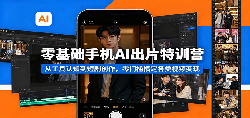 零基础手机AI出片特训营:从工具认知到短剧创作,零门槛搞定各类视频变现选优云网创选优云网创
