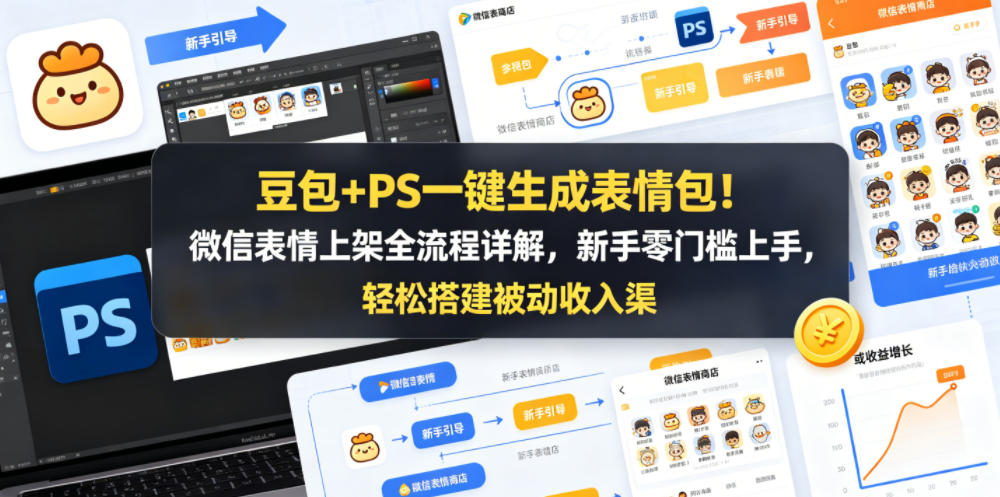 豆包+PS一键生成表情包!微信表情上架全流程详解,新手零门槛上手,轻松搭建被动收入渠道选优云网创选优云网创