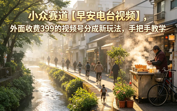 小众赛道【早安电台视频】,外面收费399的视频号分成新玩法,手把手教学选优云网创选优云网创