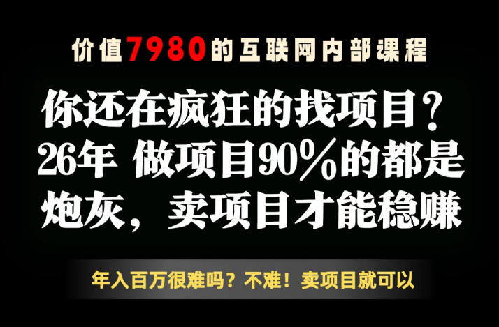 26年请不要疯狂的找项目了,卖项目远比你想象的暴利,你也可以月入10W+【揭秘】选优云网创选优云网创