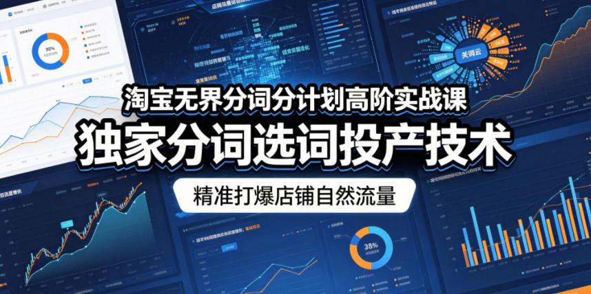淘宝无界分词分计划高阶实战课，独家分词选词投产技术，精准打爆店铺自然流量选优云网创选优云网创