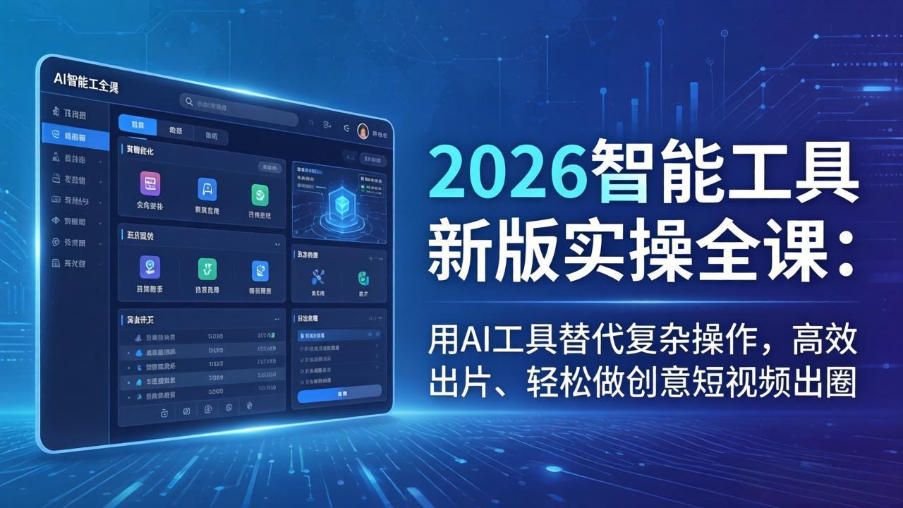 2026智能工具新版实操全课:用AI工具替代复杂操作,高效出片、轻松做创意短视频出圈选优云网创选优云网创