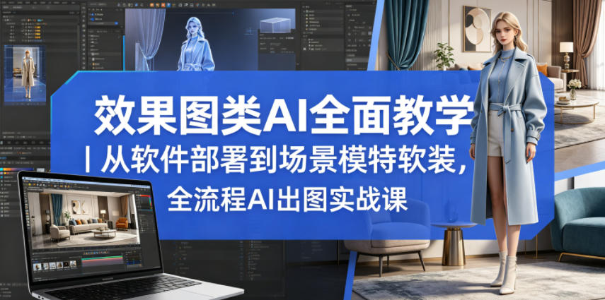 效果图类AI全面教学|从软件部署到场景模特软装,全流程AI出图实战课选优云网创选优云网创