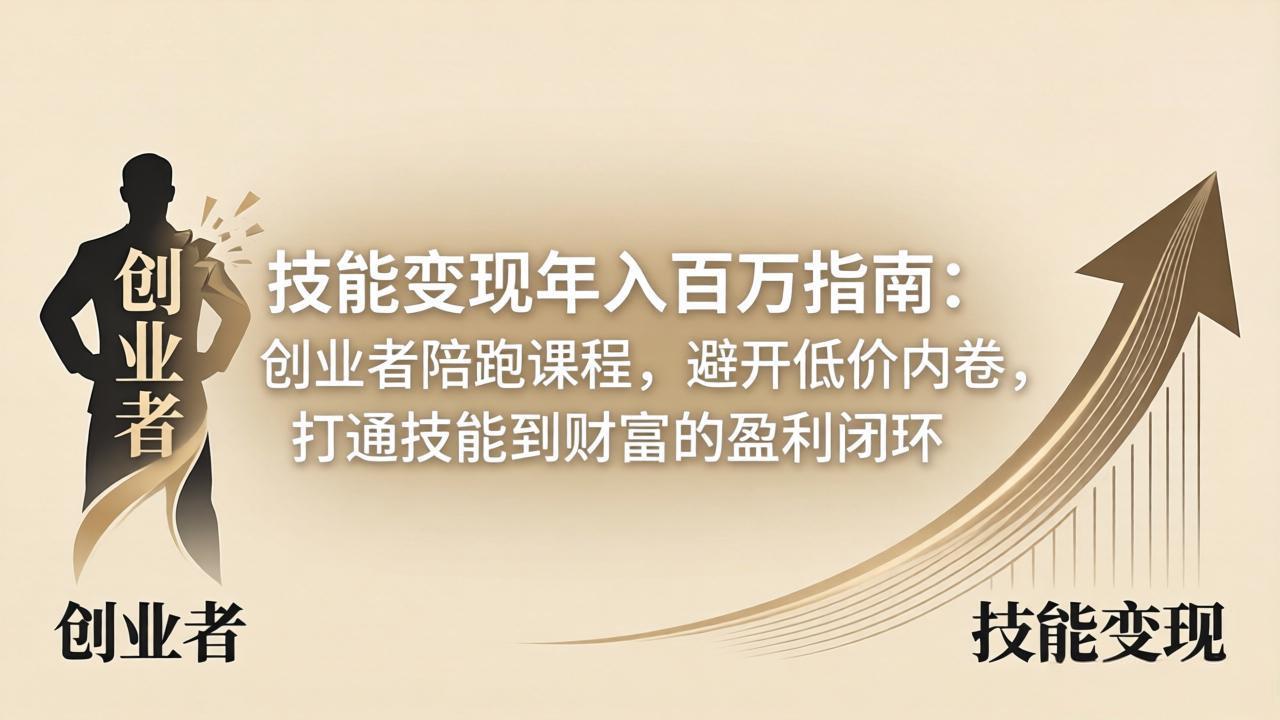 技能变现年入百万指南:创业者陪跑课程,避开低价内卷,打通技能到财富的盈利闭环选优云网创选优云网创