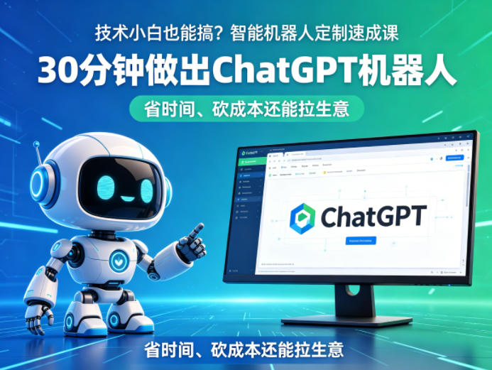 技术小白也能搞?智能机器人定制速成课,30分钟做出ChatGPT机器人,省时间、砍成本还能拉生意选优云网创选优云网创