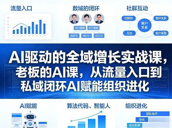 AI驱动的全域增长实战课,老板的AI课,从流量入口到私域闭环AI赋能组织进化(26年3月12-14日)选优云网创选优云网创