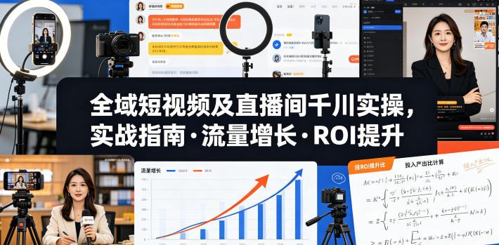 全域短视频及直播间千川实操，实战指南·流量增长·ROI提升(更新)选优云网创选优云网创