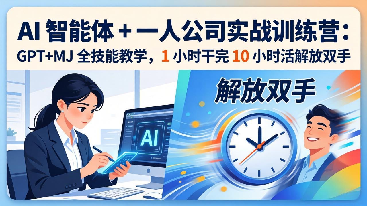 AI 智能体 + 一人公司实战训练营:GPT+MJ 全技能教学,1 小时干完 10 小时活解放双手选优云网创选优云网创