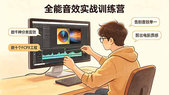 全能音效实战训练营:数千种分类音效+数十个FCPX工程,告别音效单一,剪出电影质感选优云网创选优云网创
