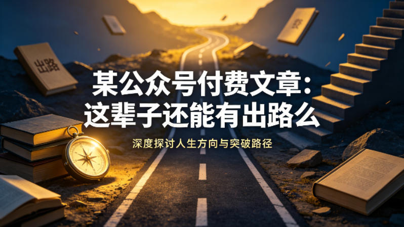 某公众号付费文章:这辈子还能有出路么选优云网创选优云网创