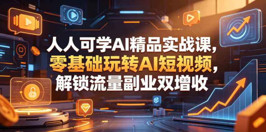 人人可学AI精品实战课，零基础玩转AI短视频，解锁流量副业双增收选优云网创选优云网创