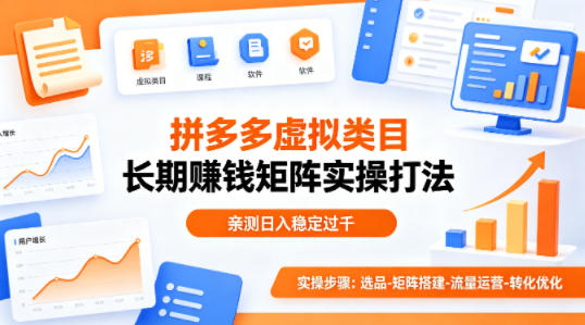 做拼多多虚拟类目想长期賺钱?这套矩阵实操打法,亲测日入稳定过千【揭秘】选优云网创选优云网创