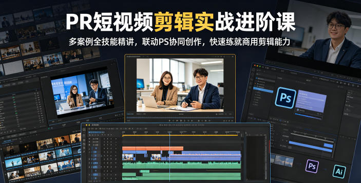 PR短视频剪辑实战进阶课，多案例全技能精讲，联动PS协同创作，快速练就商用剪辑能力选优云网创选优云网创