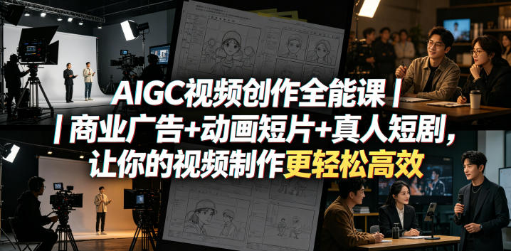 AIGC视频创作全能课|商业广告+动画短片+真人短剧,让你的视频制作更轻松高效选优云网创选优云网创