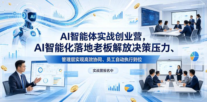 AI智能体实战创业营26年4月23-25号线下课,AI智能化落地老板解放决策压力、管理层实现高效协同、员工自动执行到位选优云网创选优云网创