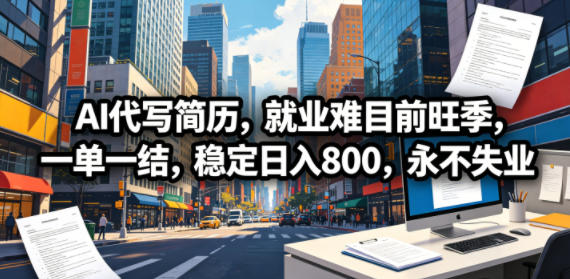AI代写简历,就业难目前旺季,一单一结,稳定日入800,永不失业选优云网创选优云网创