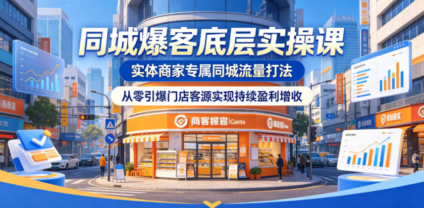 同城爆客底层实操课，实体商家专属同城流量打法，从零引爆门店客源实现持续盈利增收选优云网创选优云网创