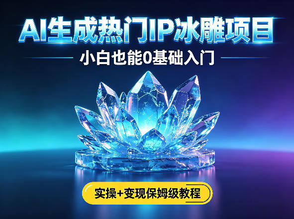 AI生成热门ip冰雕项目，小白也能0基础入门，实操+变现保姆级教程选优云网创选优云网创