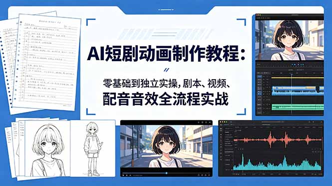 AI短剧动画制作教程：零基础到独立实操，剧本、视频、配音音效全流程实战选优云网创选优云网创