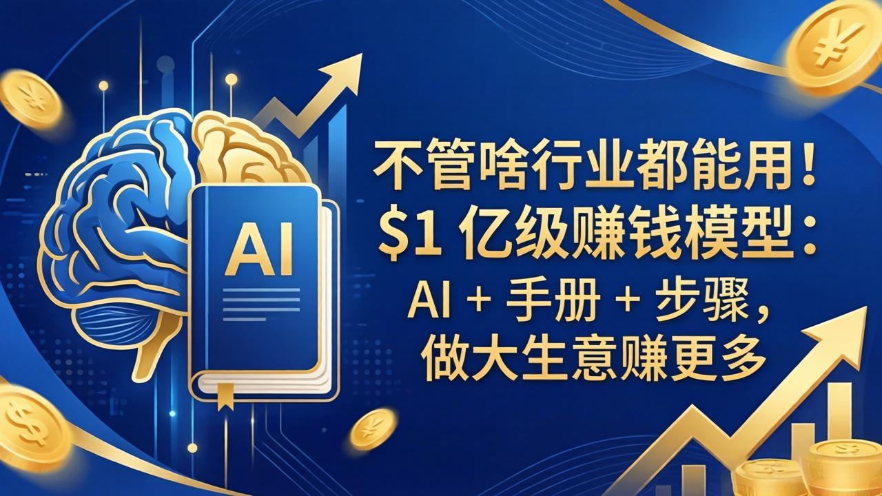 不管啥行业都能用!$1 亿级赚钱模型:AI + 手册 + 步骤,做大生意赚更多选优云网创选优云网创