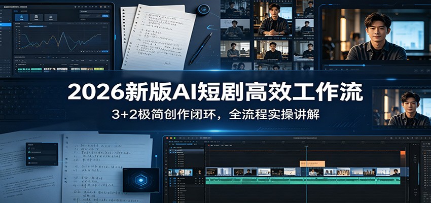 2026新版AI短剧高效工作流:3+2极简创作闭环,全流程实操讲解选优云网创选优云网创