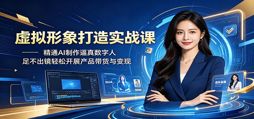 虚拟形象打造实战课：精通AI制作逼真数字人，足不出镜轻松开展产品带货与变现选优云网创选优云网创