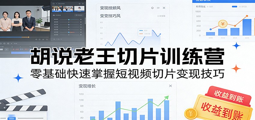 胡说老王切片训练营,零基础快速掌握短视频切片变现技巧选优云网创选优云网创