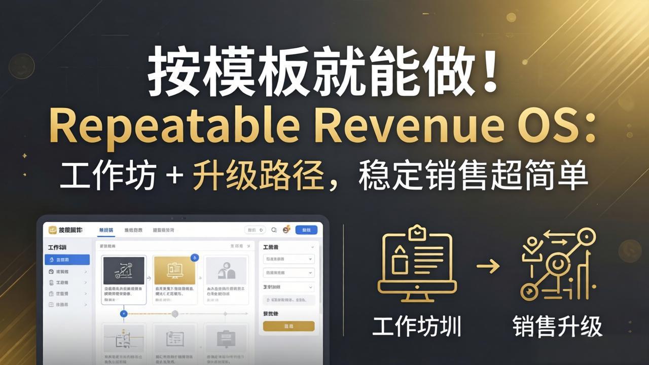 按模板就能做!Repeatable Revenue OS:工作坊 + 升级路径,稳定销售超简单选优云网创选优云网创