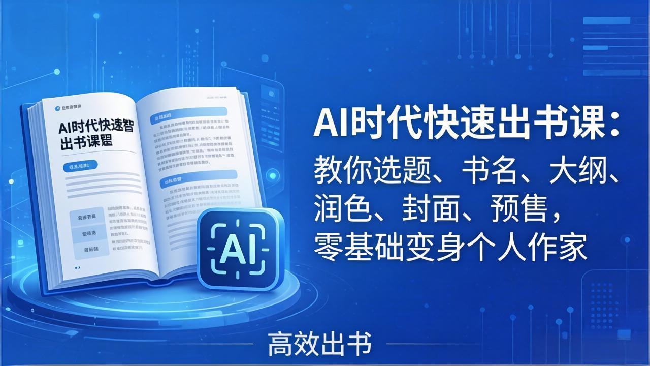 AI时代7天闪电出书课:教你选题、书名、大纲、润色、封面、预售,零基础变身个人作家选优云网创选优云网创