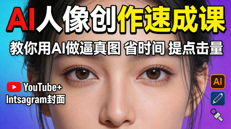YouTube+Instagram封面没人点?AI人像创作速成课,教你用AI做逼真图,省时间还能提点击量!选优云网创选优云网创