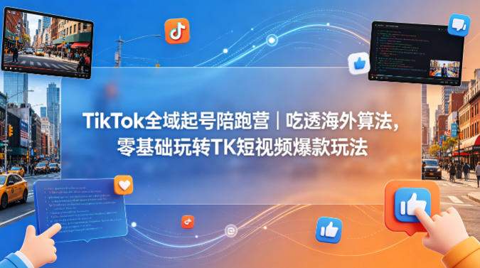 TikTok全域起号陪跑营|吃透海外算法,零基础玩转TK短视频爆款玩法选优云网创选优云网创