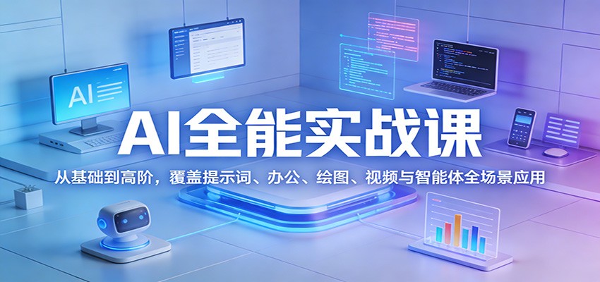 AI全能实战课:从基础到高阶,覆盖提示词、办公、绘图、视频与智能体全场景应用选优云网创选优云网创