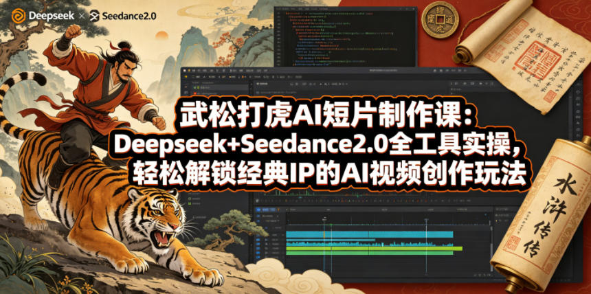 武松打虎AI短片制作课：Deepseek+Seedance2.0全工具实操，轻松解锁经典IP的AI视频创作玩法选优云网创选优云网创