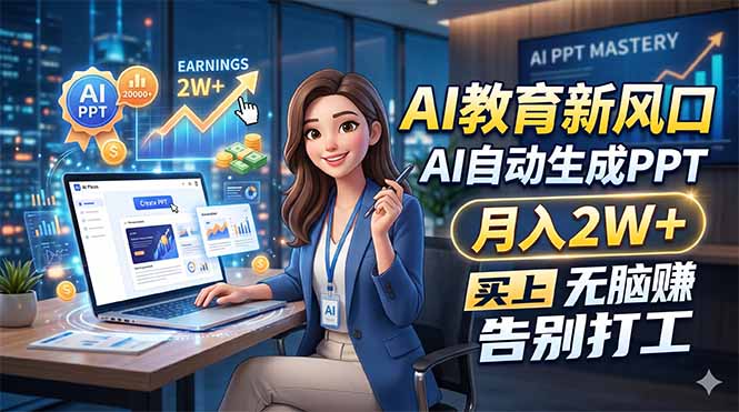 AI教育新风口，AI自动生成PPT，月入2W+，无脑赚，告别打工选优云网创选优云网创