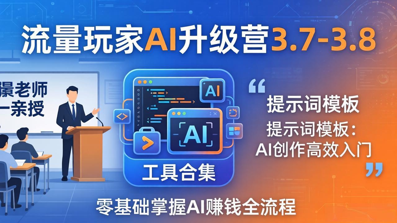流量玩家AI升级营3.7-3.8全套资料:多老师亲授+工具合集+提示词模板,零基础掌握AI赚钱全流程选优云网创选优云网创