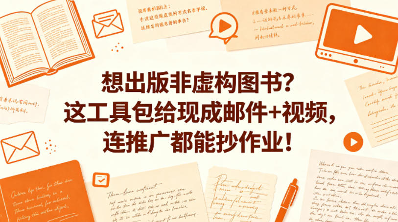 想出版非虚构图书?这工具包给现成邮件+视频,连推广都能抄作业!【原创双语字幕】选优云网创选优云网创